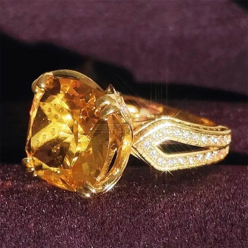 Bold Yellow Gold Ring with Square Cut Gemstone